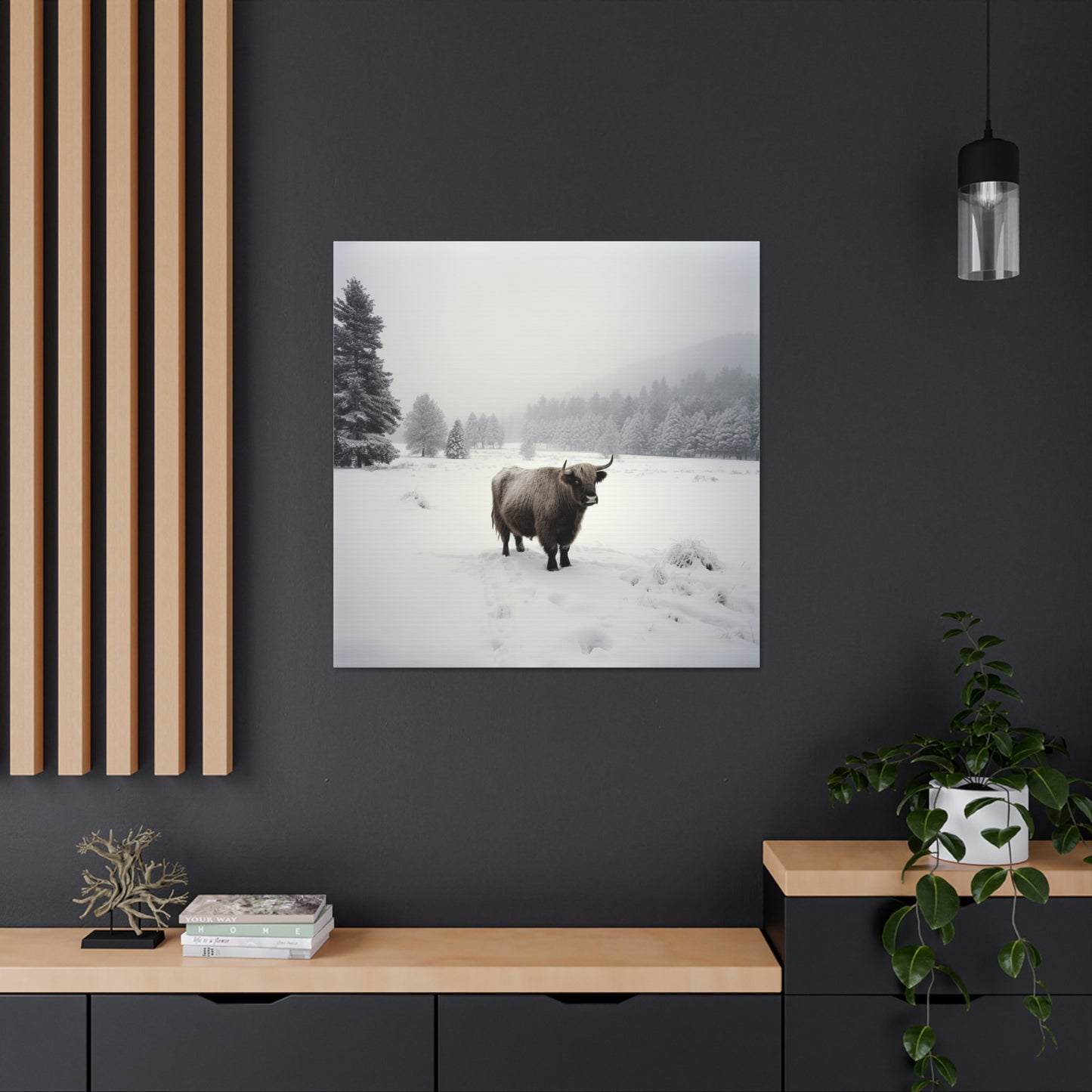 Canvas Gallery Wraps Cow Snow 4