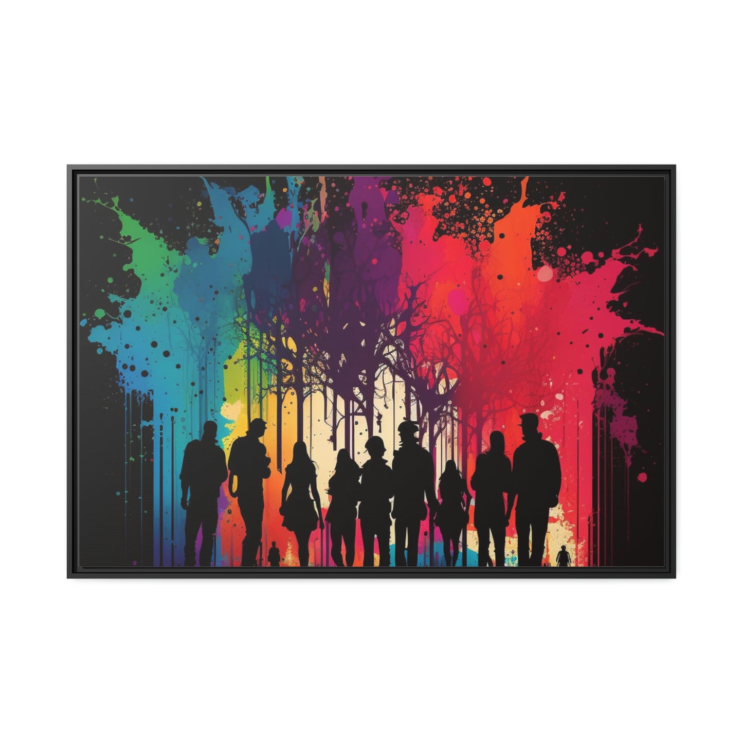 Matte Canvas, Black Frame Silhouettes Color Party 2