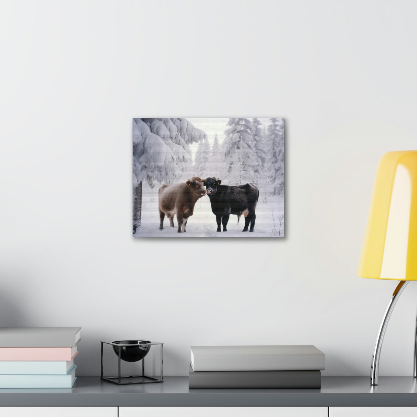 Canvas Gallery Wraps Long Haired Cow snow 3