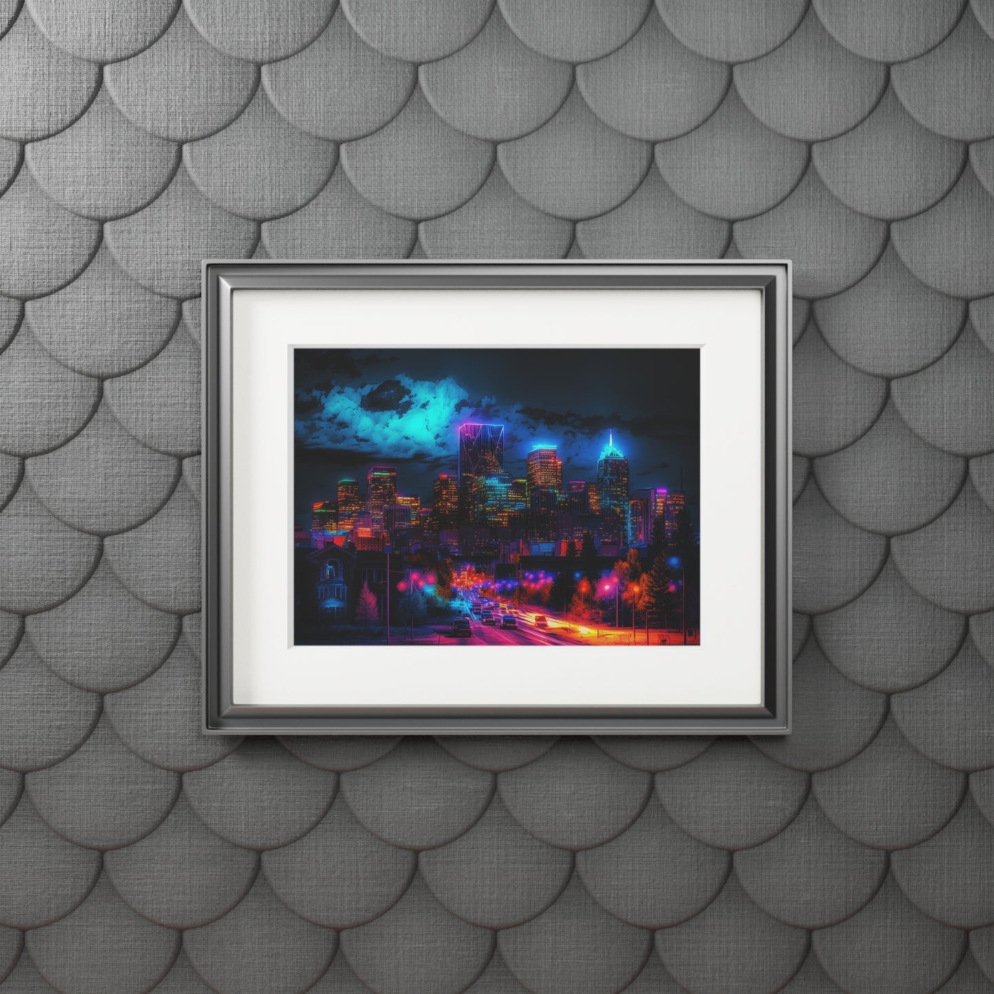 Fine Art Prints (Passepartout Paper Frame) Neon Denver 4