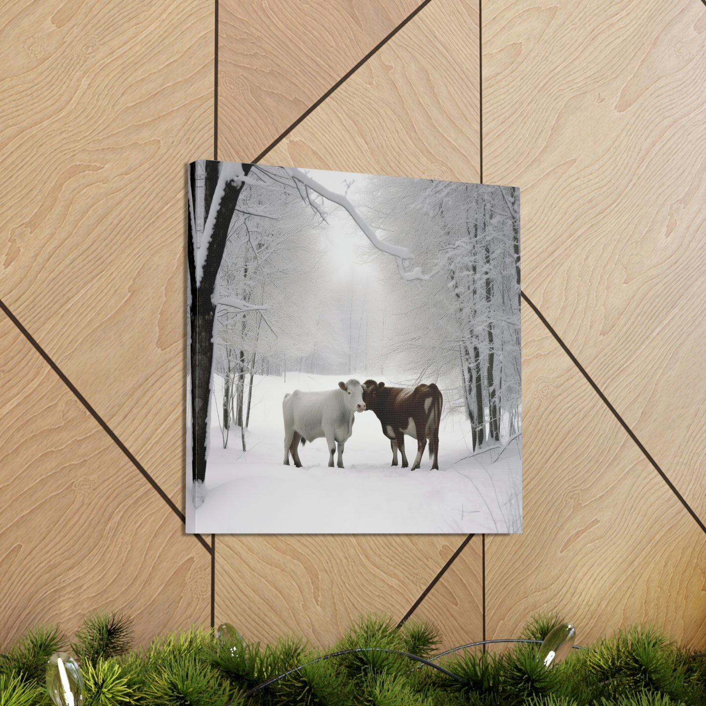 Canvas Gallery Wraps Long Haired Cow snow 4