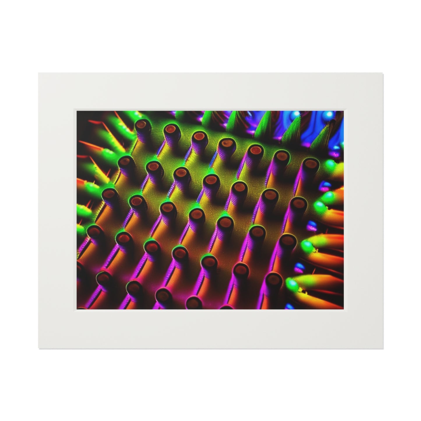 Fine Art Prints (Passepartout Paper Frame) Macro Cactus neon square 1