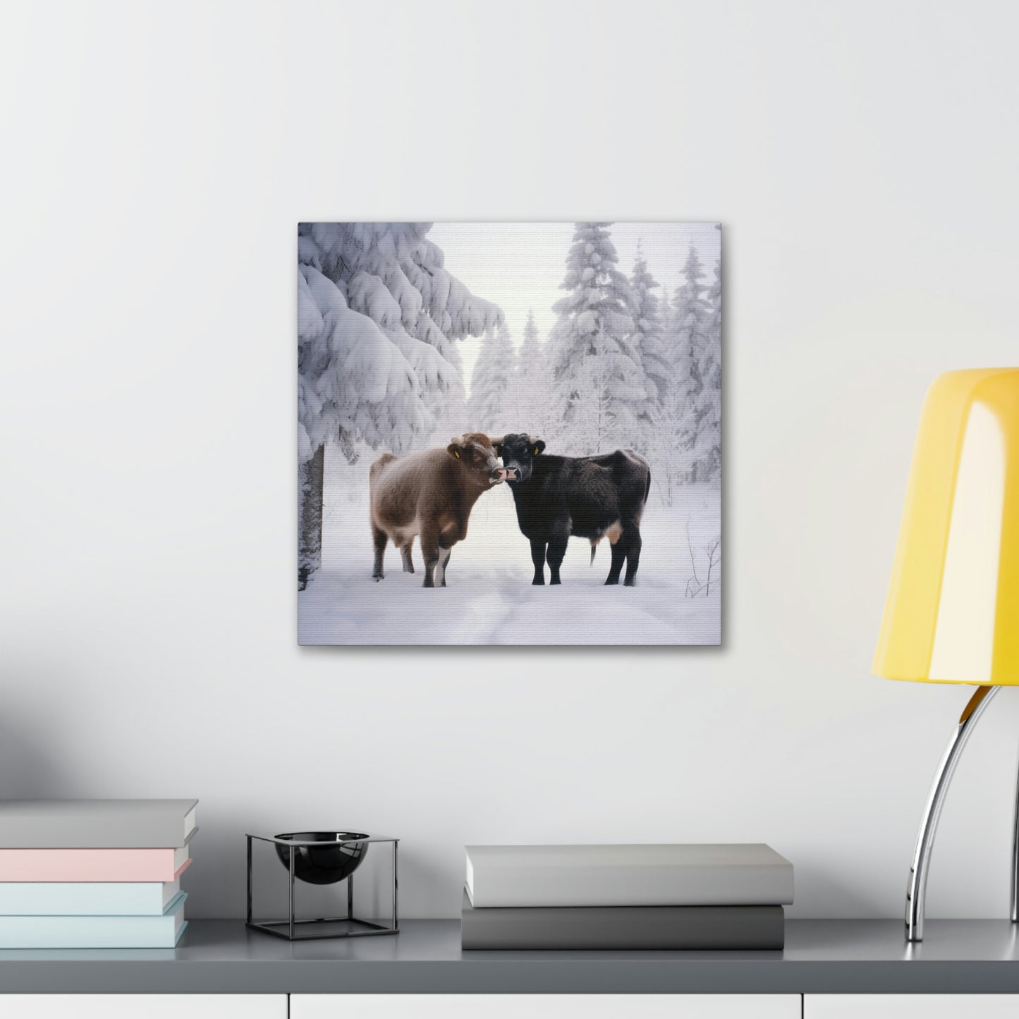 Canvas Gallery Wraps Long Haired Cow snow 3