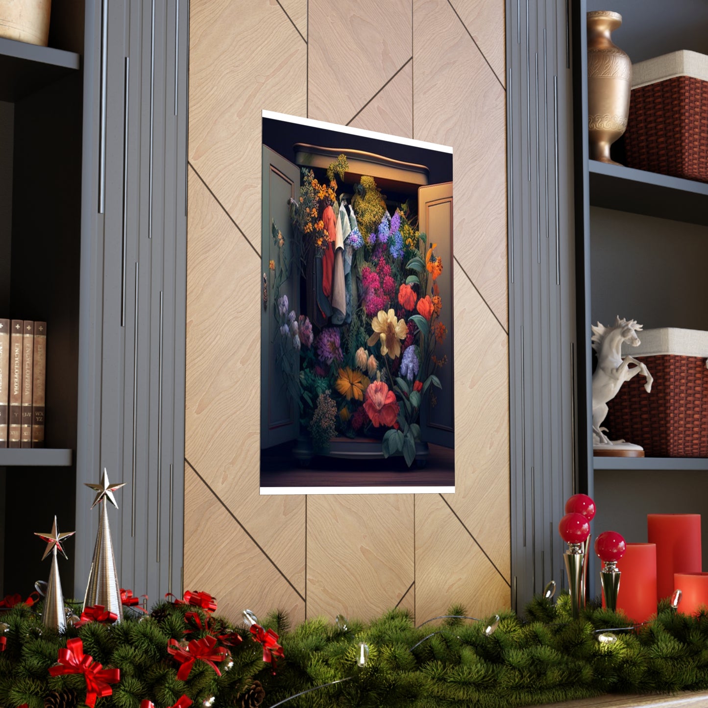 Premium Matte Vertical Posters A Wardrobe Surrounded by Flowers 4