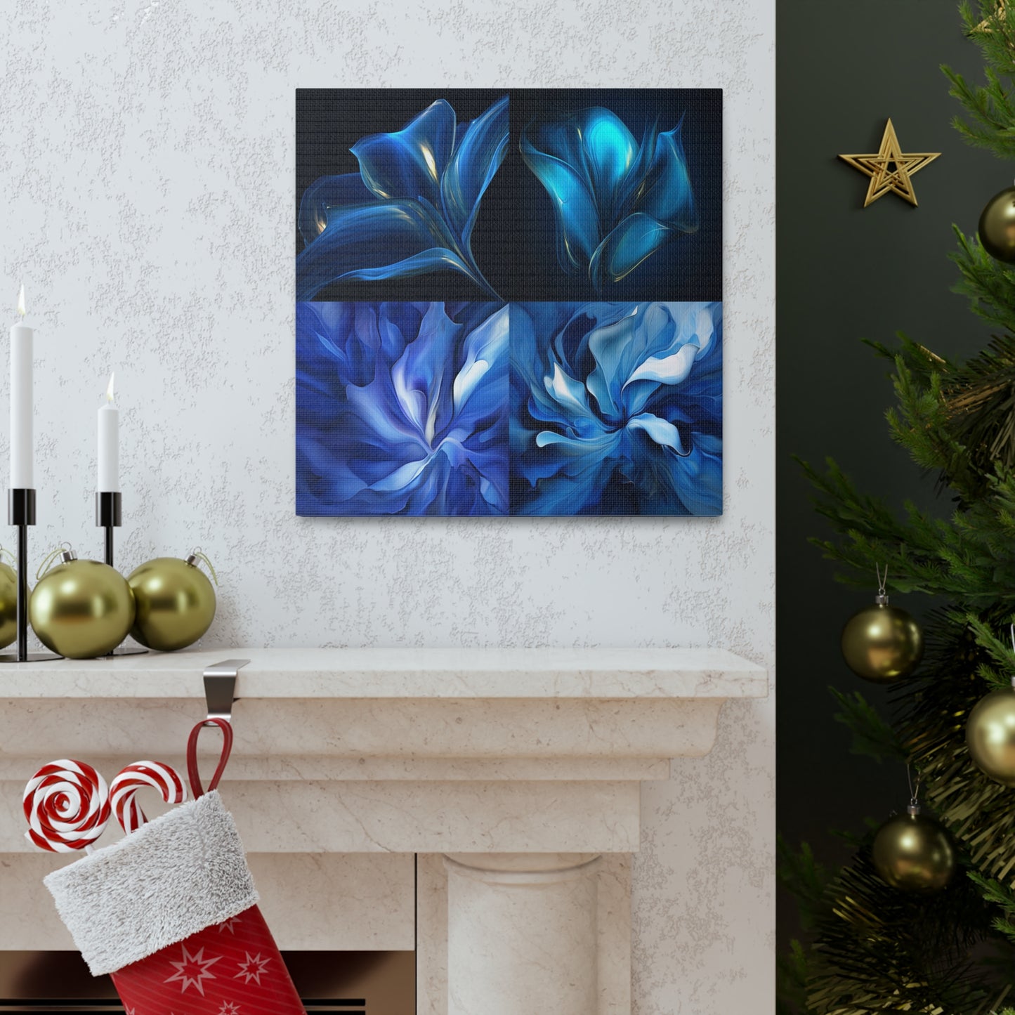 Canvas Gallery Wraps Abstract Blue Tulip 5