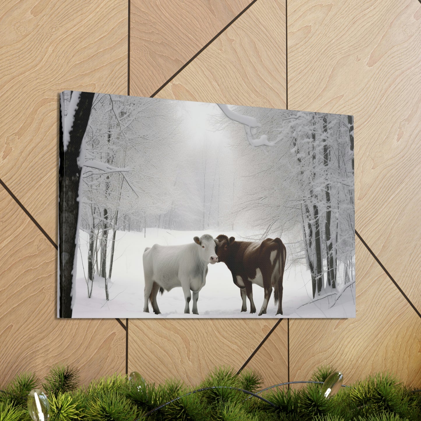 Canvas Gallery Wraps Long Haired Cow snow 4