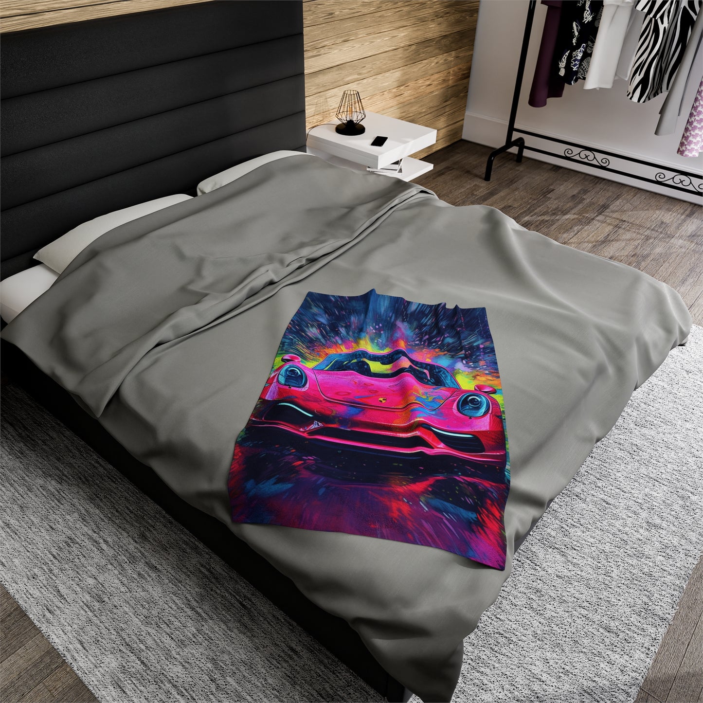 Velveteen Plush Blanket Pink Porsche water fusion 3