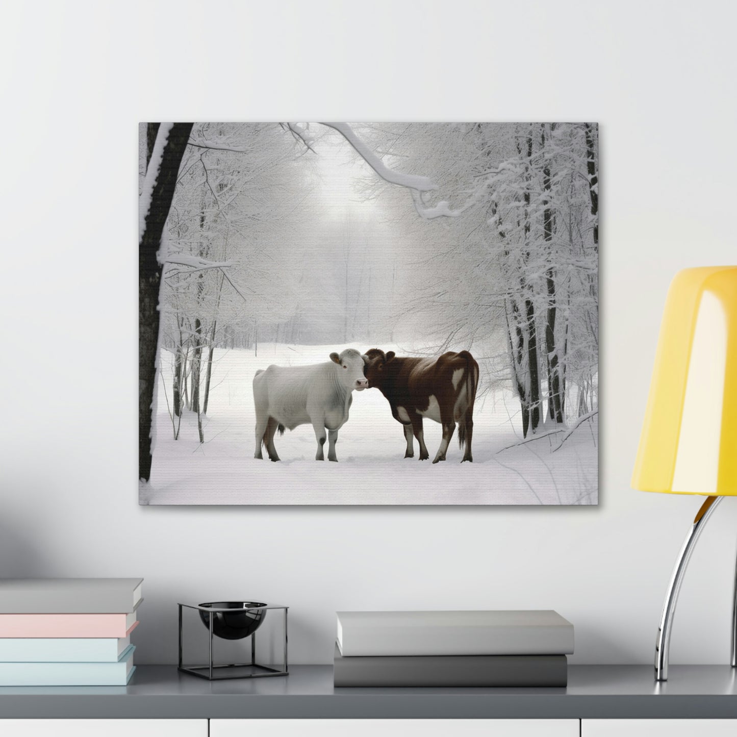 Canvas Gallery Wraps Long Haired Cow snow 4