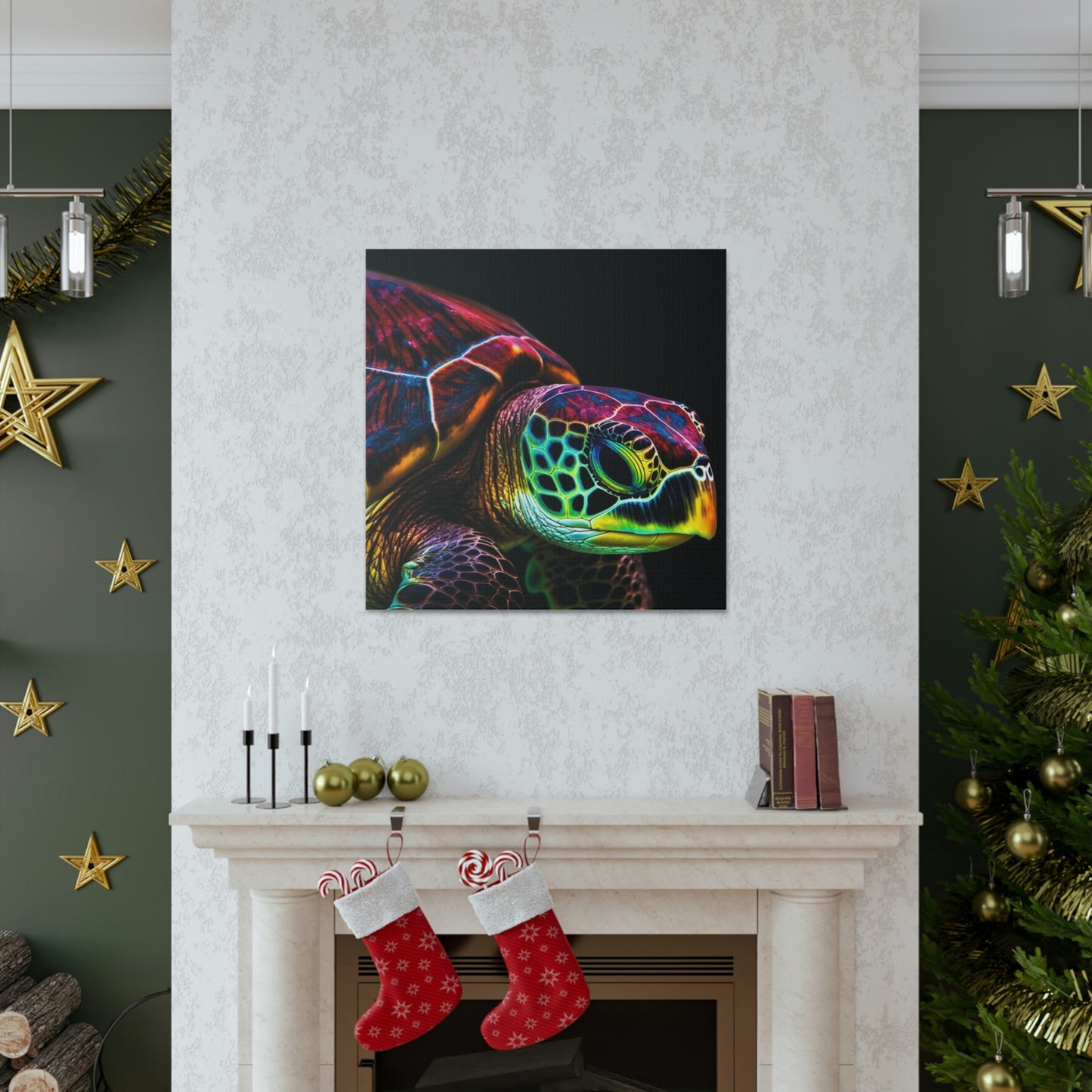 Canvas Gallery Wraps Neon Sea Turtle 3