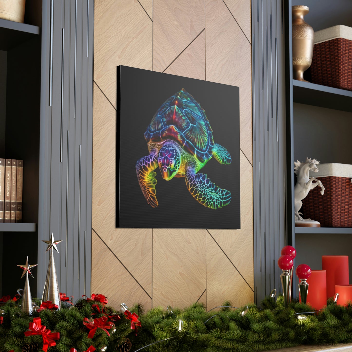 Canvas Gallery Wraps Neon Sea Turtle 1