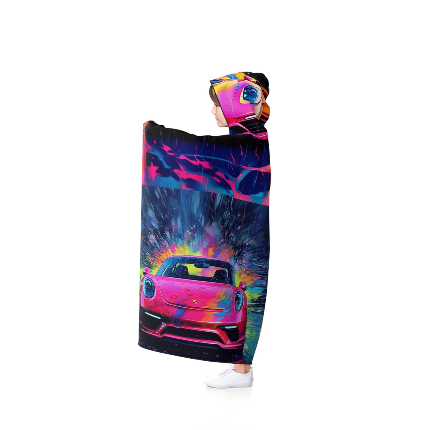 Hooded Blanket Pink Porsche water fusion 5