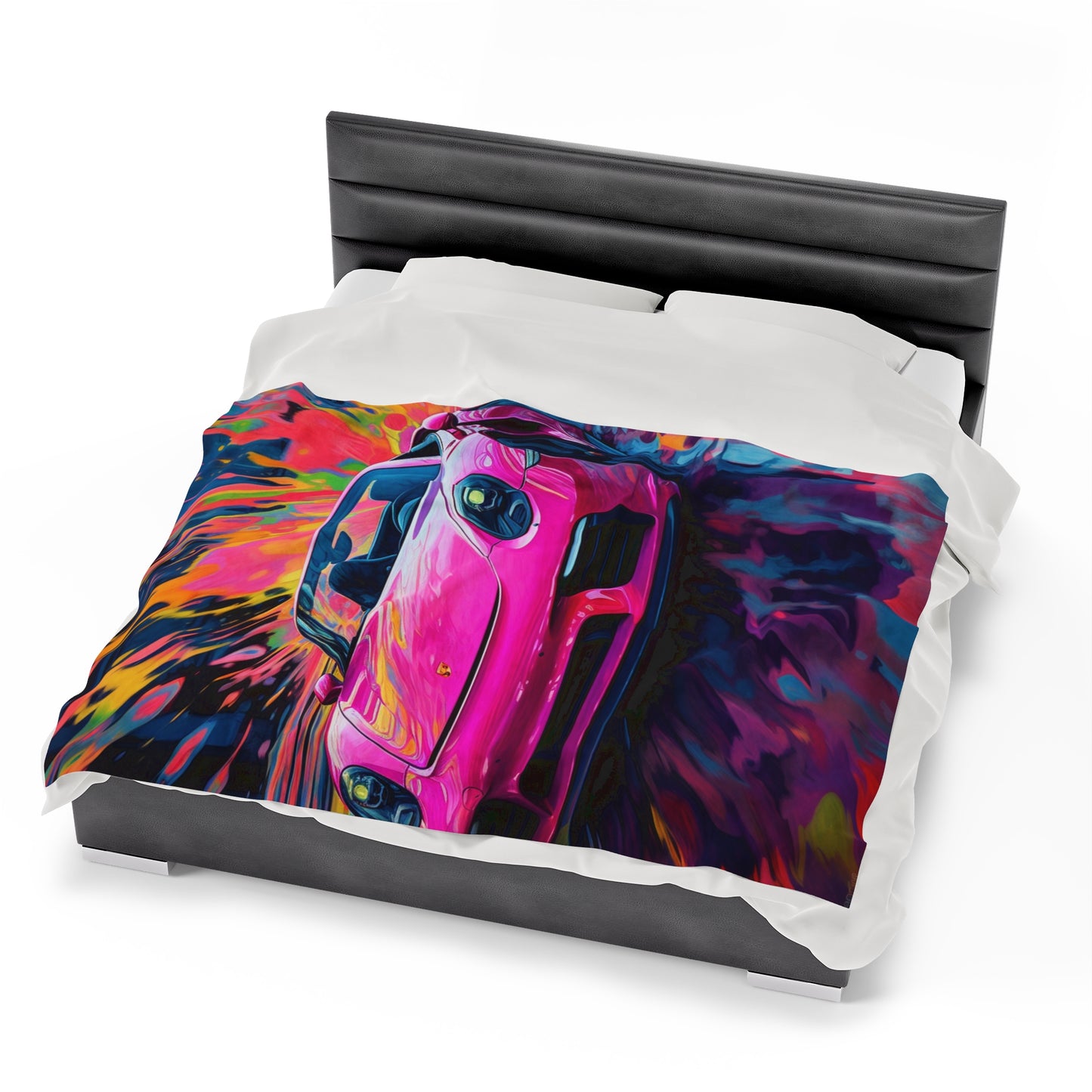 Velveteen Plush Blanket Pink Porsche water fusion 2