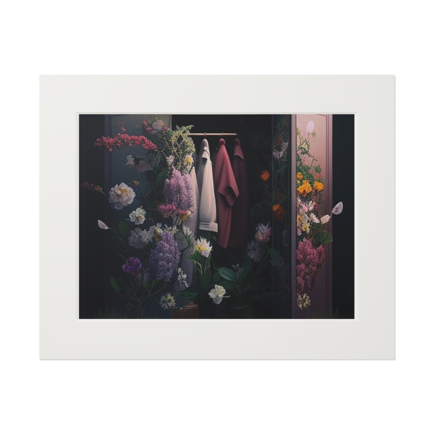 Fine Art Prints (Passepartout Paper Frame) A Wardrobe Surrounded by Flowers 2