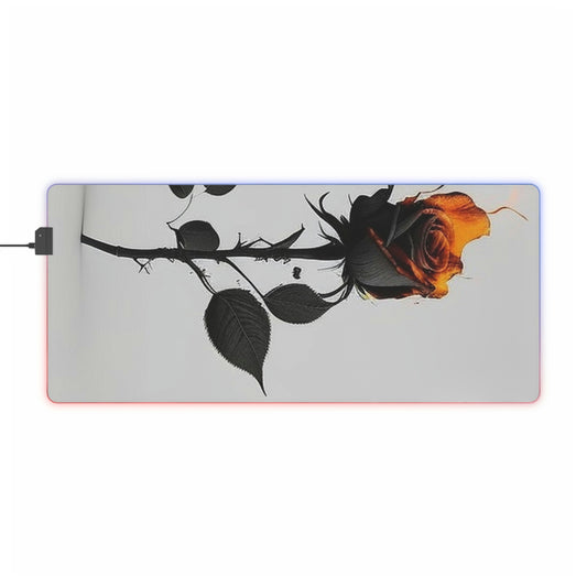 LED Gaming Mouse Pad Black Fire Rose 2