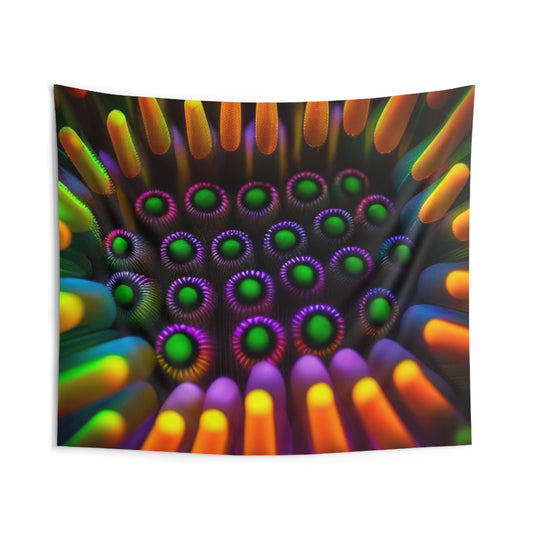 Indoor Wall Tapestries Macro Cactus neon square 4