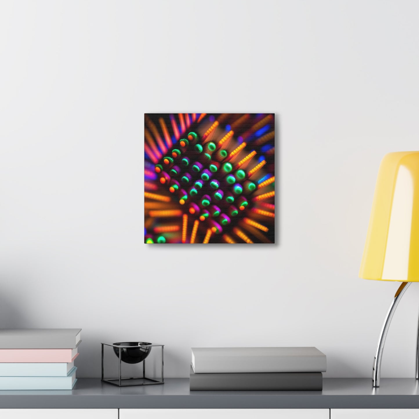 Canvas Gallery WrapsMacro Cactus neon square 3