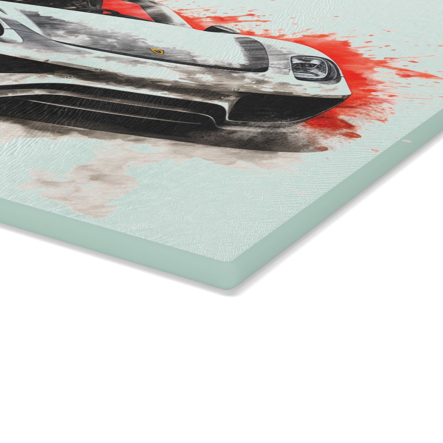 Glass Cutting Board 918 Spyder white background driving fast with water splashing 4