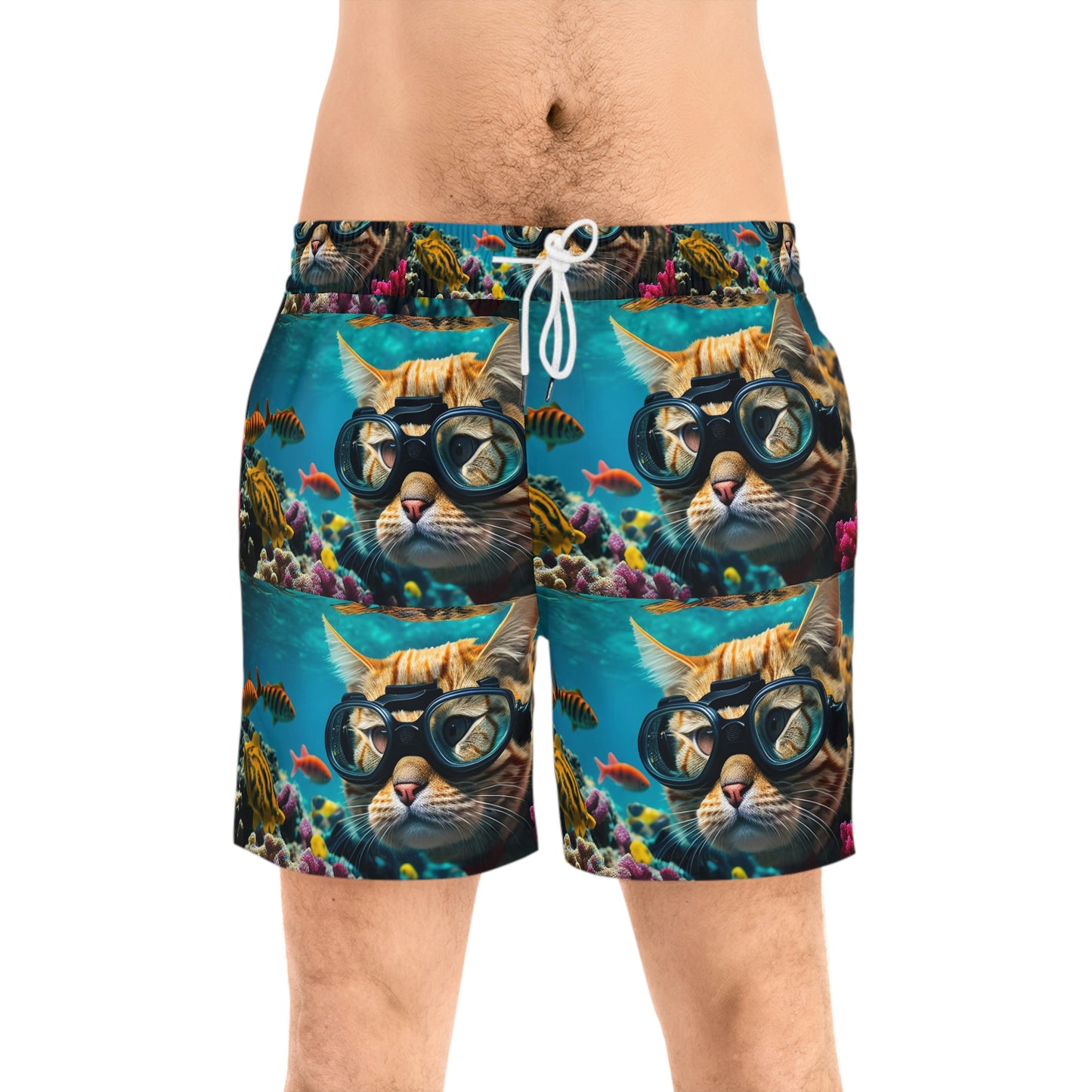 Men's Mid-Length Swim Shorts (AOP) scuba cat 3