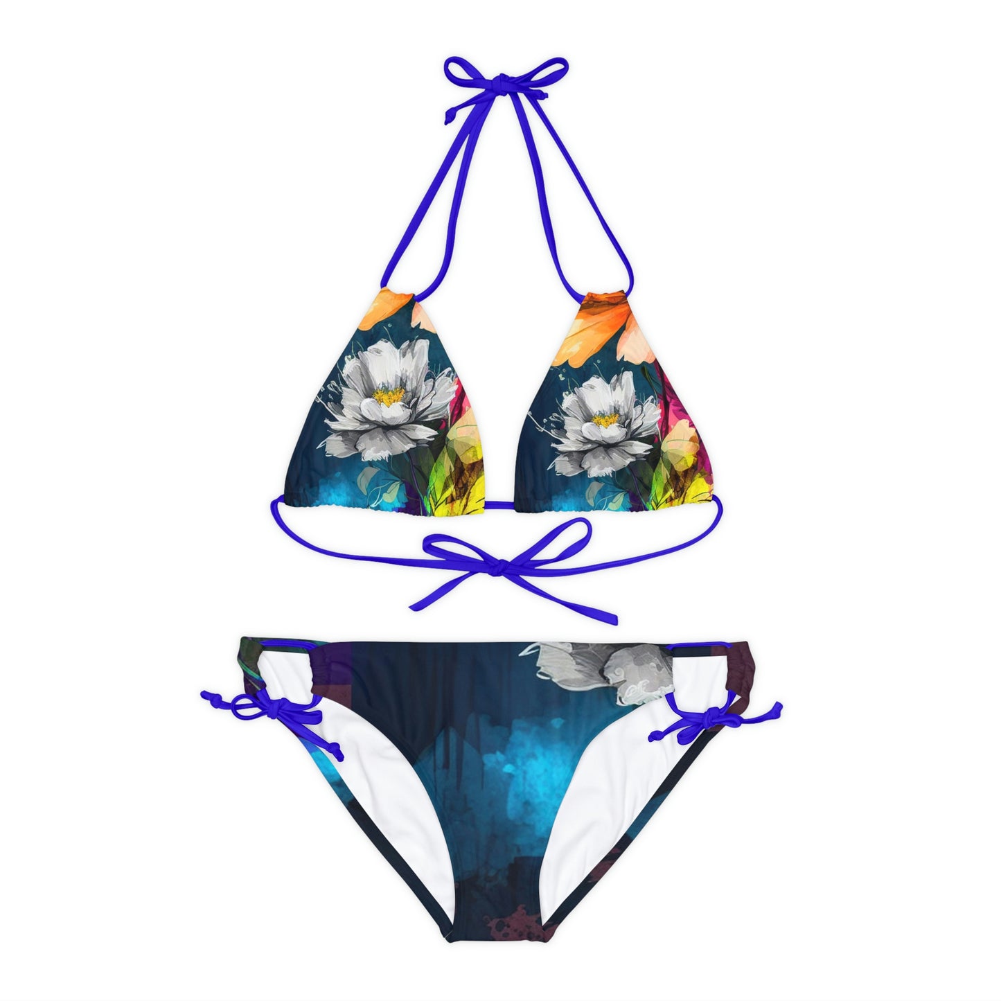 Strappy Bikini Set (AOP) Bright Spring Flowers 4