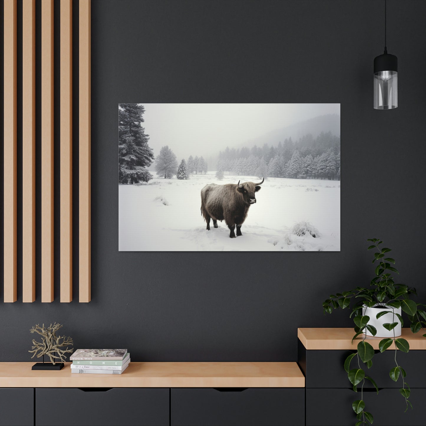 Canvas Gallery Wraps Cow Snow 4