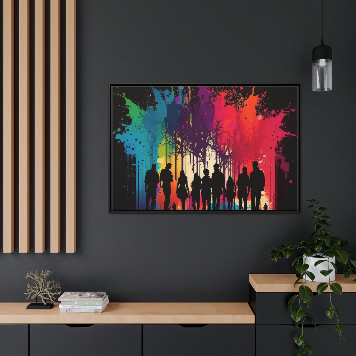 Matte Canvas, Black Frame Silhouettes Color Party 2