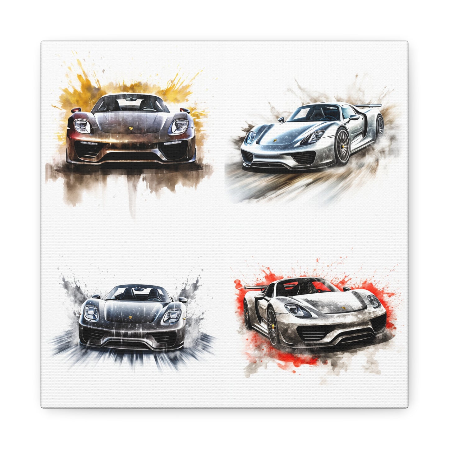 Canvas Gallery Wraps 918 Spyder white background driving fast with water splashing 4 pack