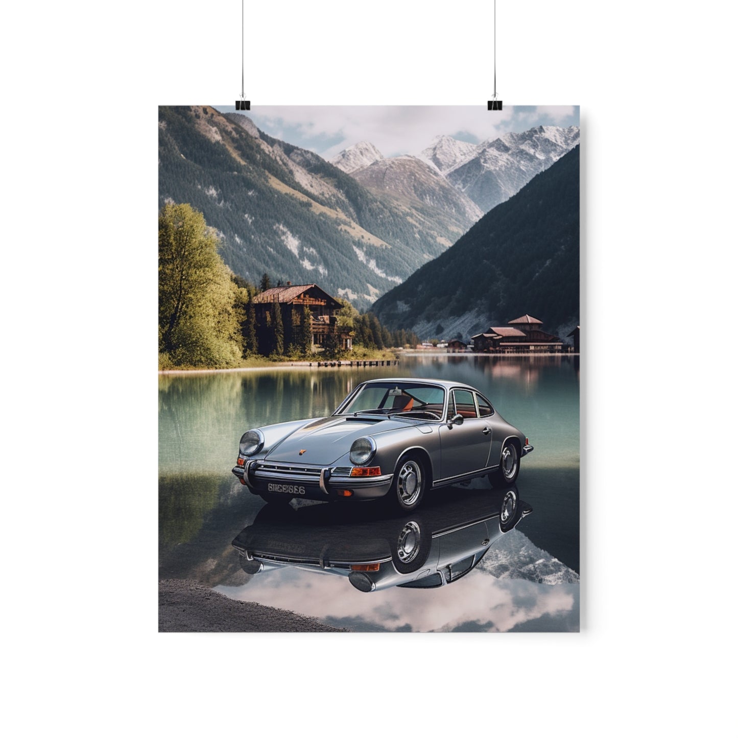 Premium Matte Vertical Posters Porsche Lake 2