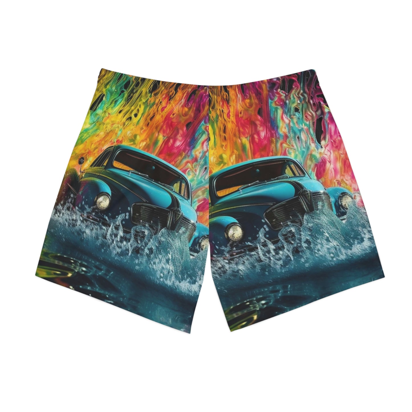 Men's Elastic Beach Shorts (AOP) Hotrod Water 1