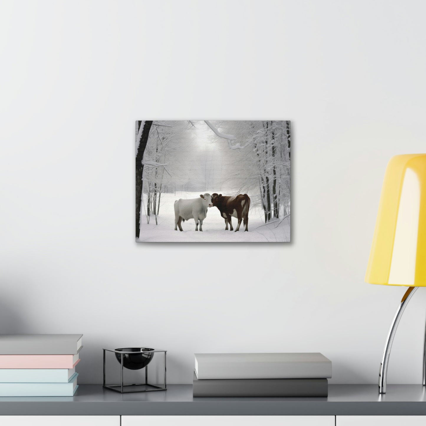 Canvas Gallery Wraps Long Haired Cow snow 4