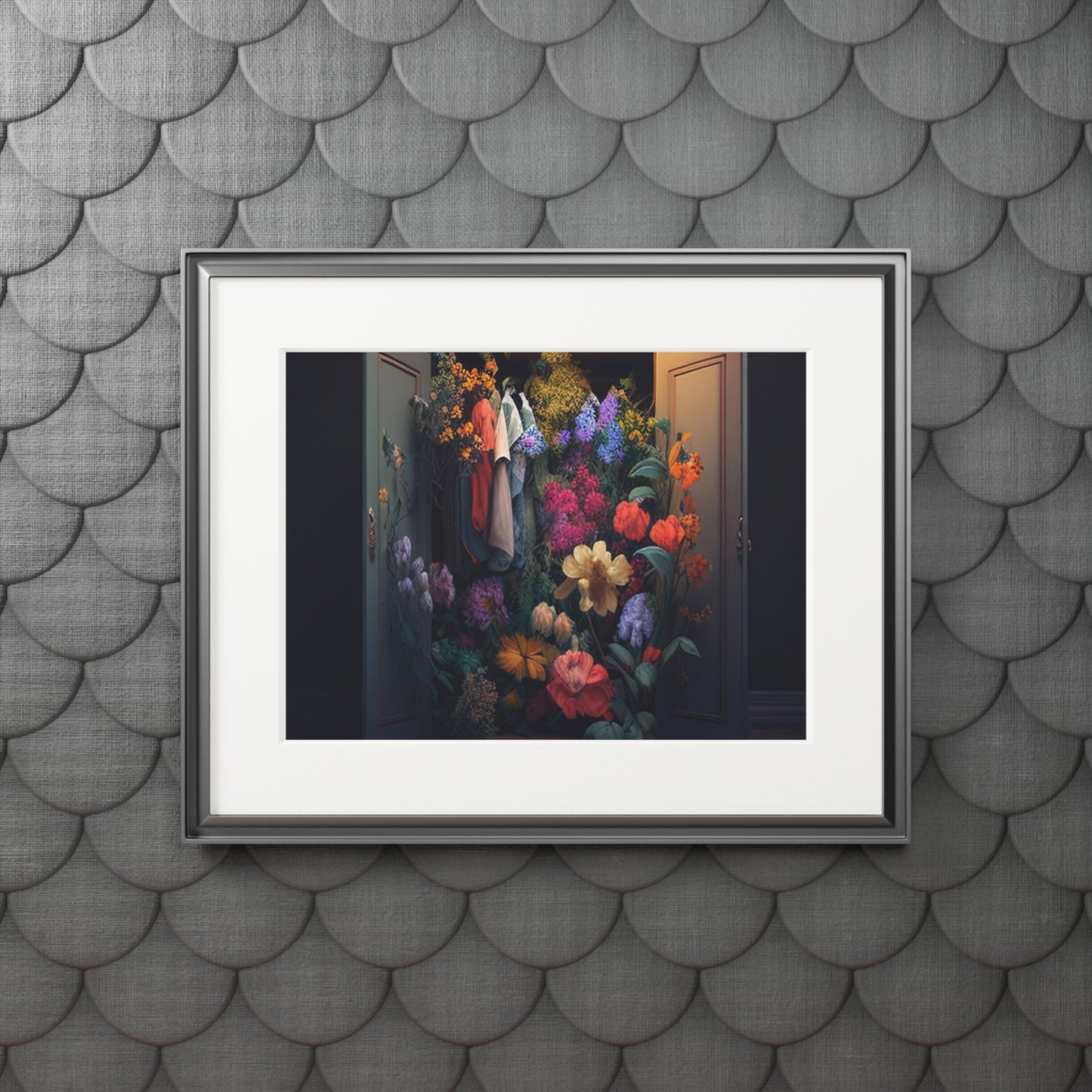 Fine Art Prints (Passepartout Paper Frame) A Wardrobe Surrounded by Flowers 4