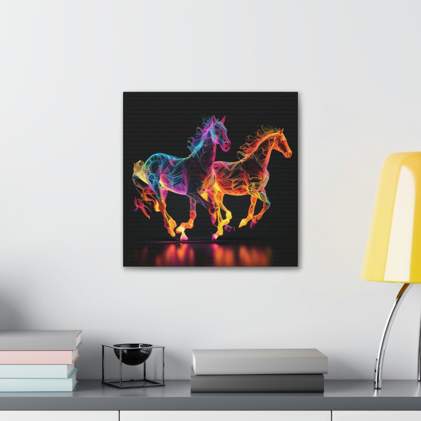 Canvas Gallery Wraps Two Neon Horses 2