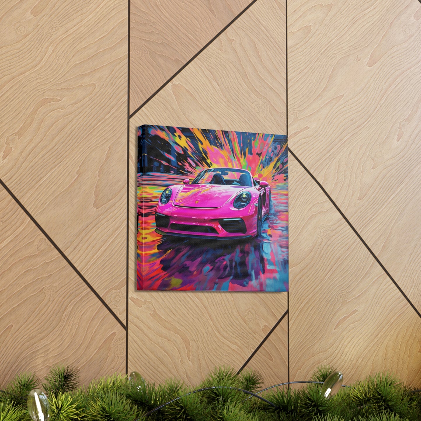 Canvas Gallery Wraps Pink Porsche water fusion 2