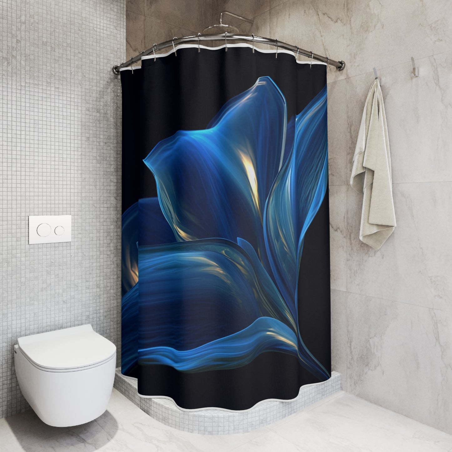 Polyester Shower Curtain Abstract Blue Tulip 1