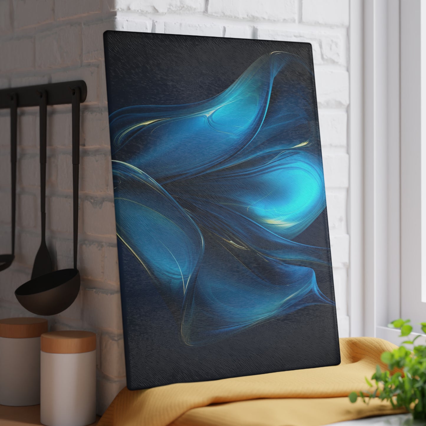 Glass Cutting Board Abstract Blue Tulip 2