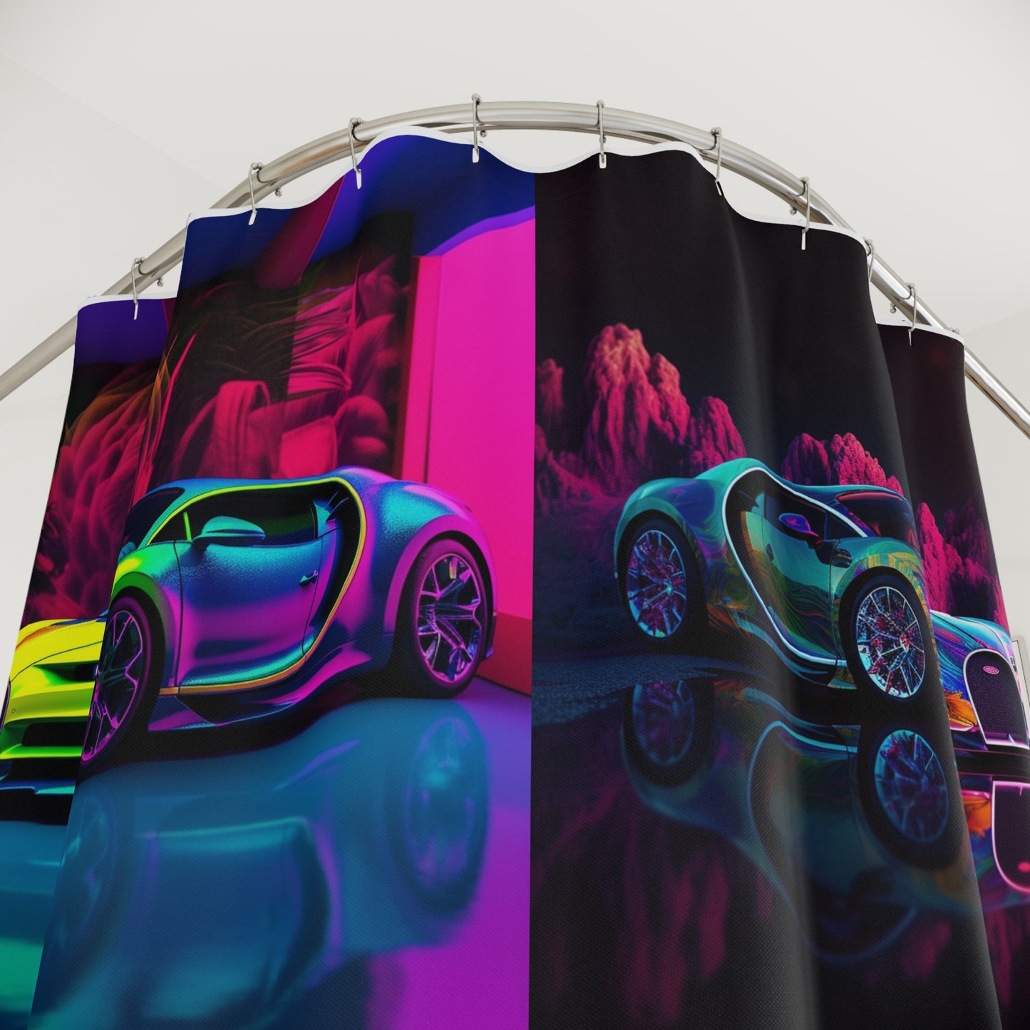 Polyester Shower Curtain florescent Bugatti flair 4 pack