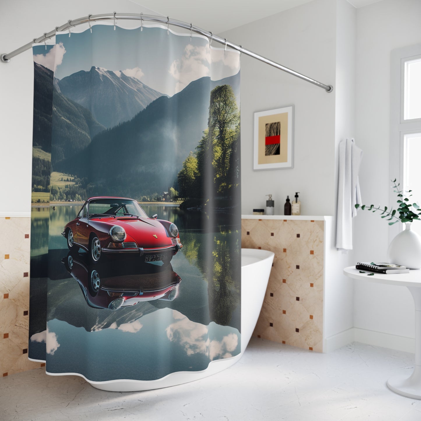 Polyester Shower Curtain Porsche Lake 3