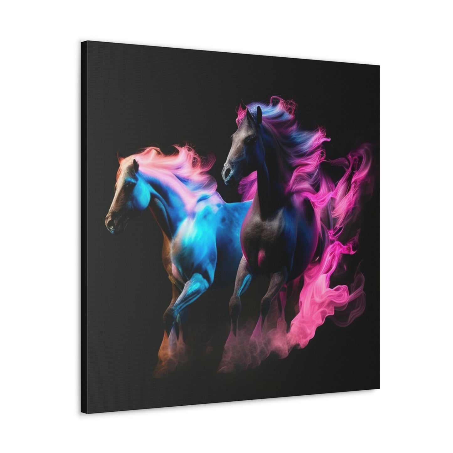 Canvas Gallery Wraps Horses Pink Blue Fire 3