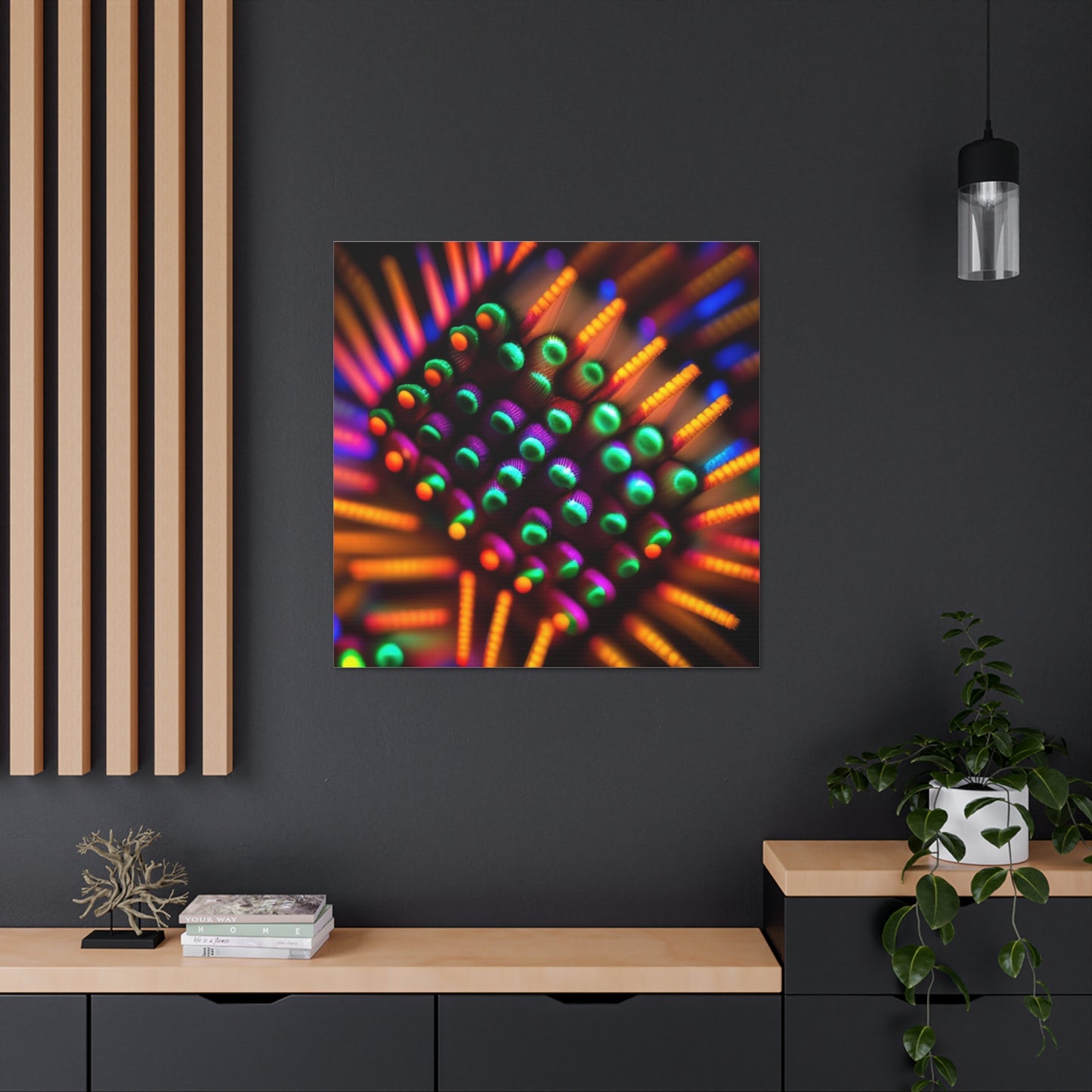 Canvas Gallery WrapsMacro Cactus neon square 3