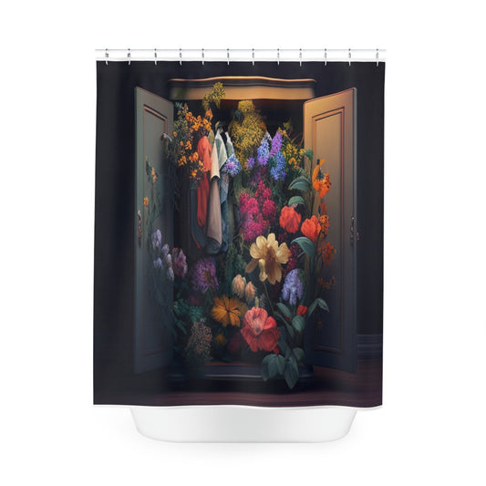 Polyester Shower Curtain A Wardrobe Surrounded by Flowers 4