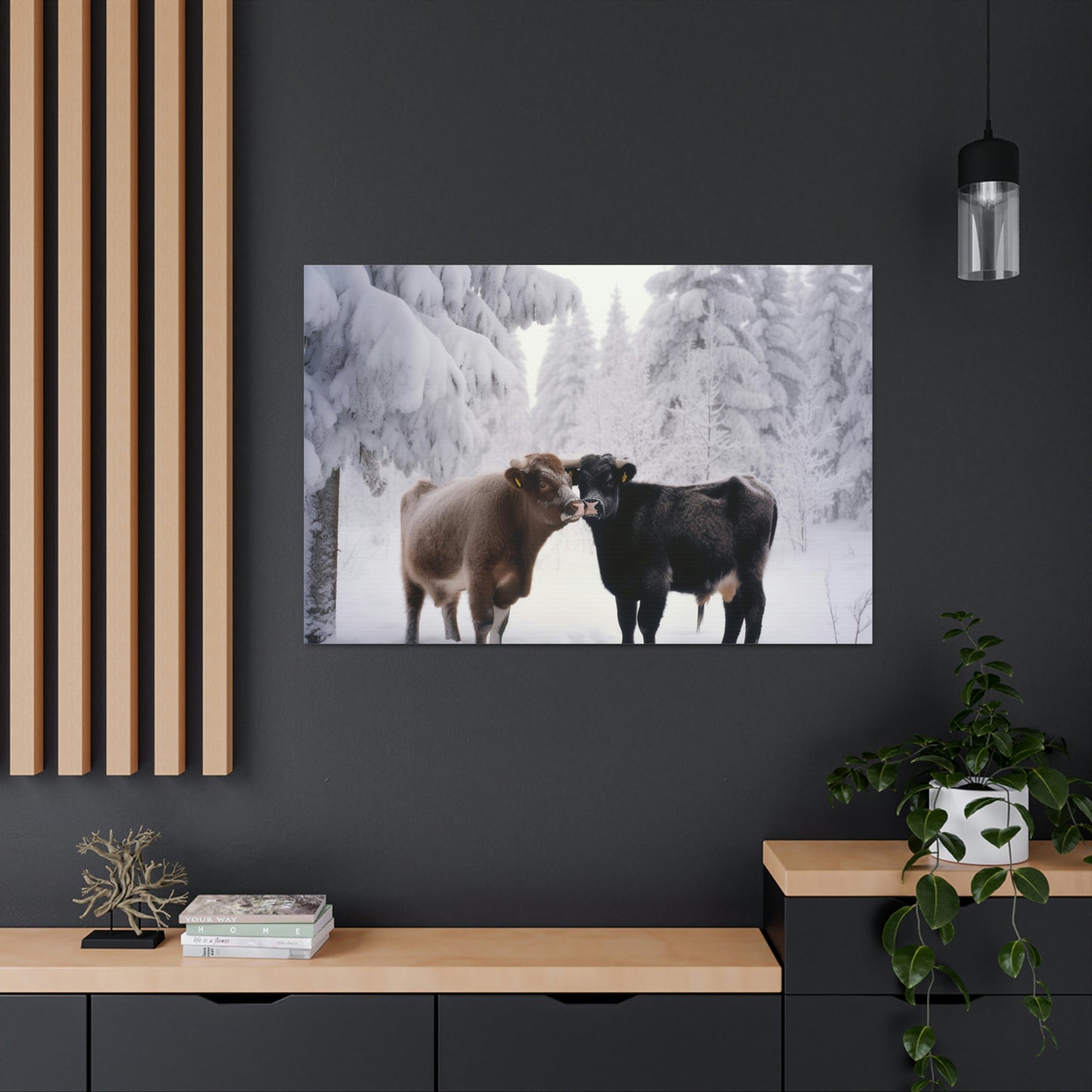 Canvas Gallery Wraps Long Haired Cow snow 3