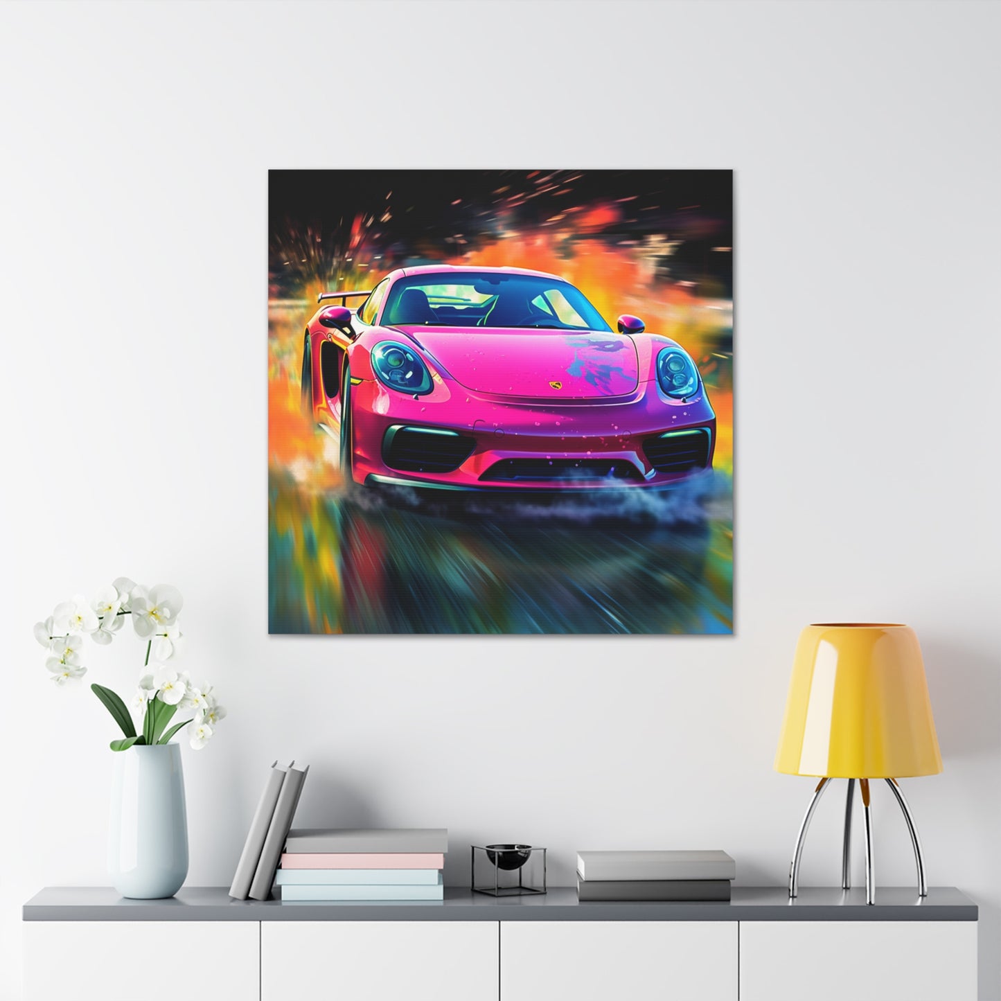 Canvas Gallery Wraps Pink Porsche water fusion 4