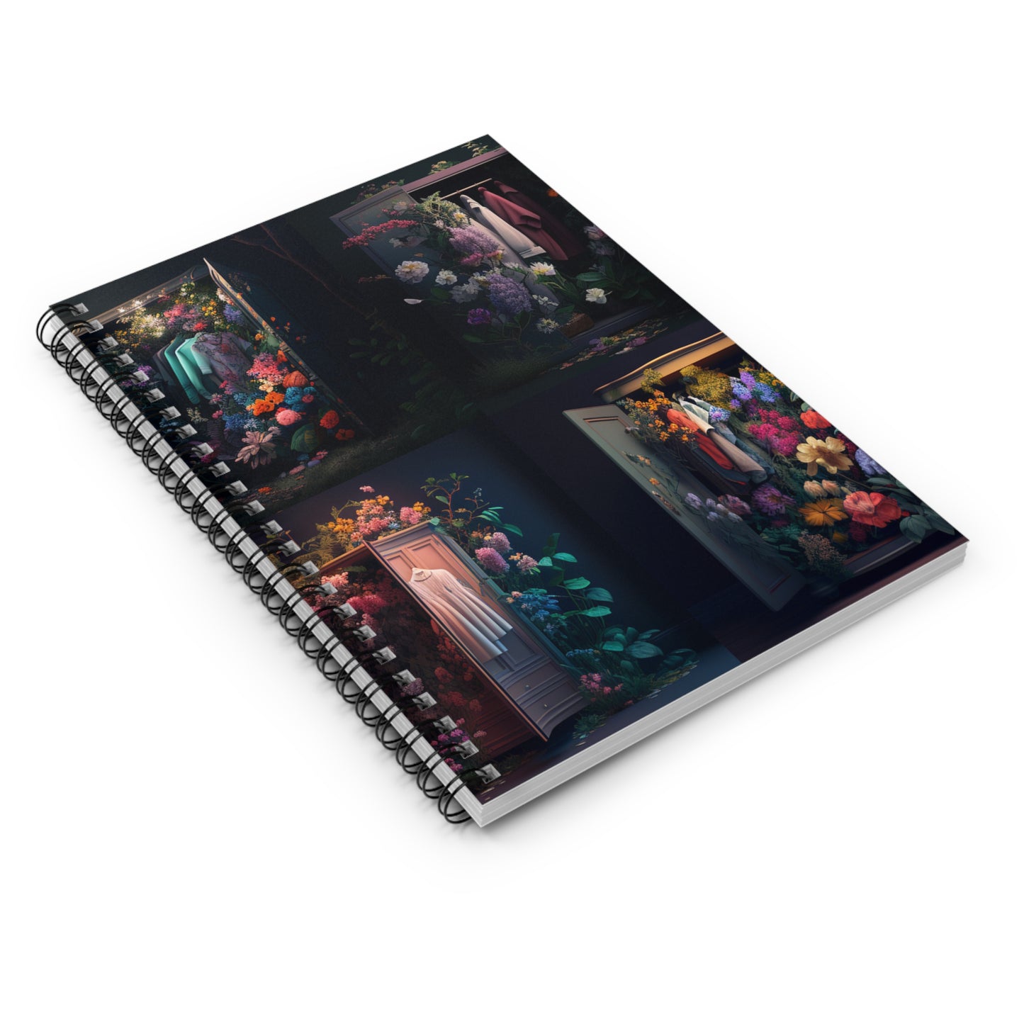 Spiral Notebook - Ruled Line A Wardrobe Surrounded by Flowers 5