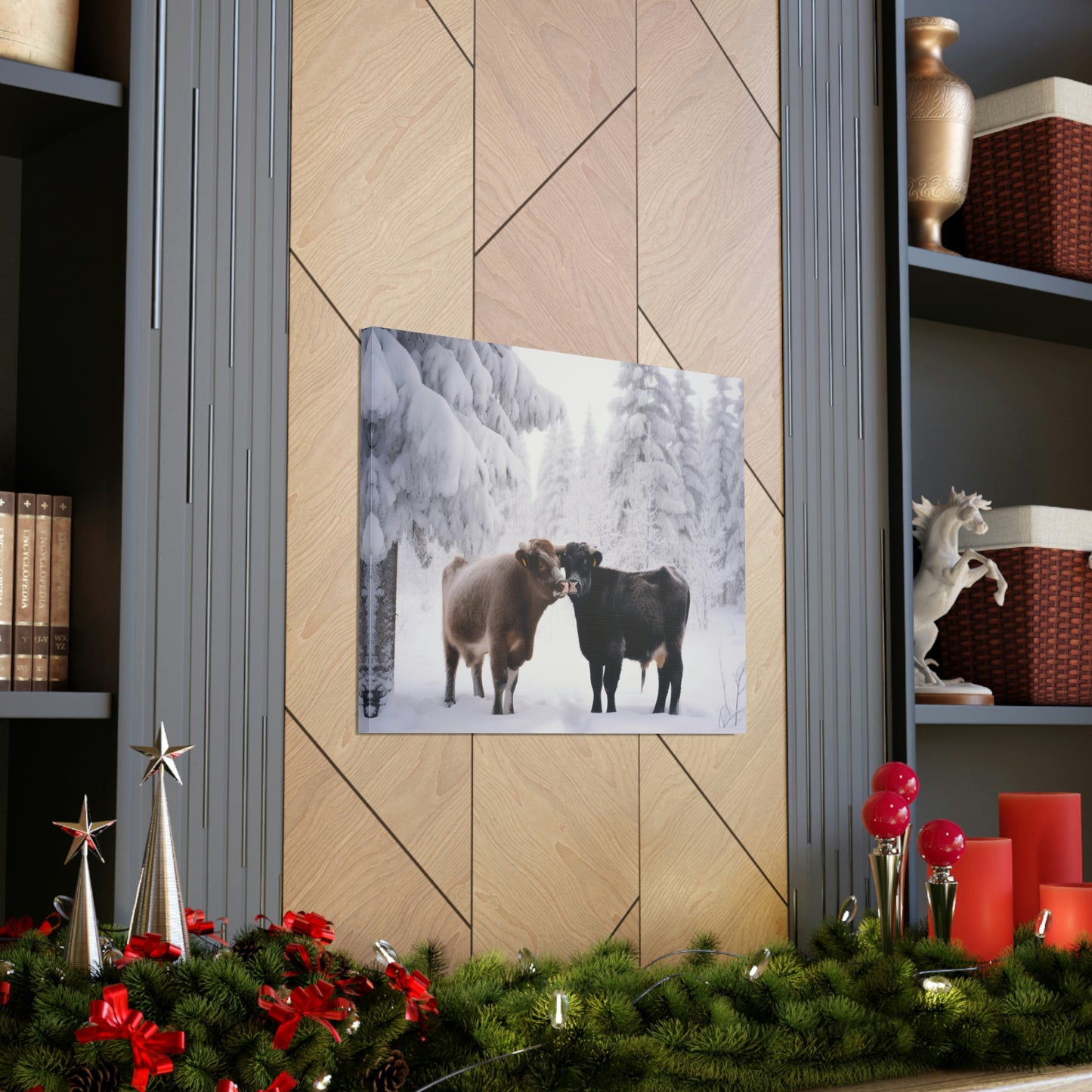 Canvas Gallery Wraps Long Haired Cow snow 3