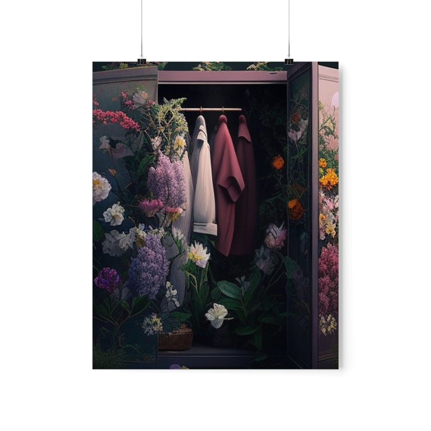 Premium Matte Vertical Posters A Wardrobe Surrounded by Flowers 2