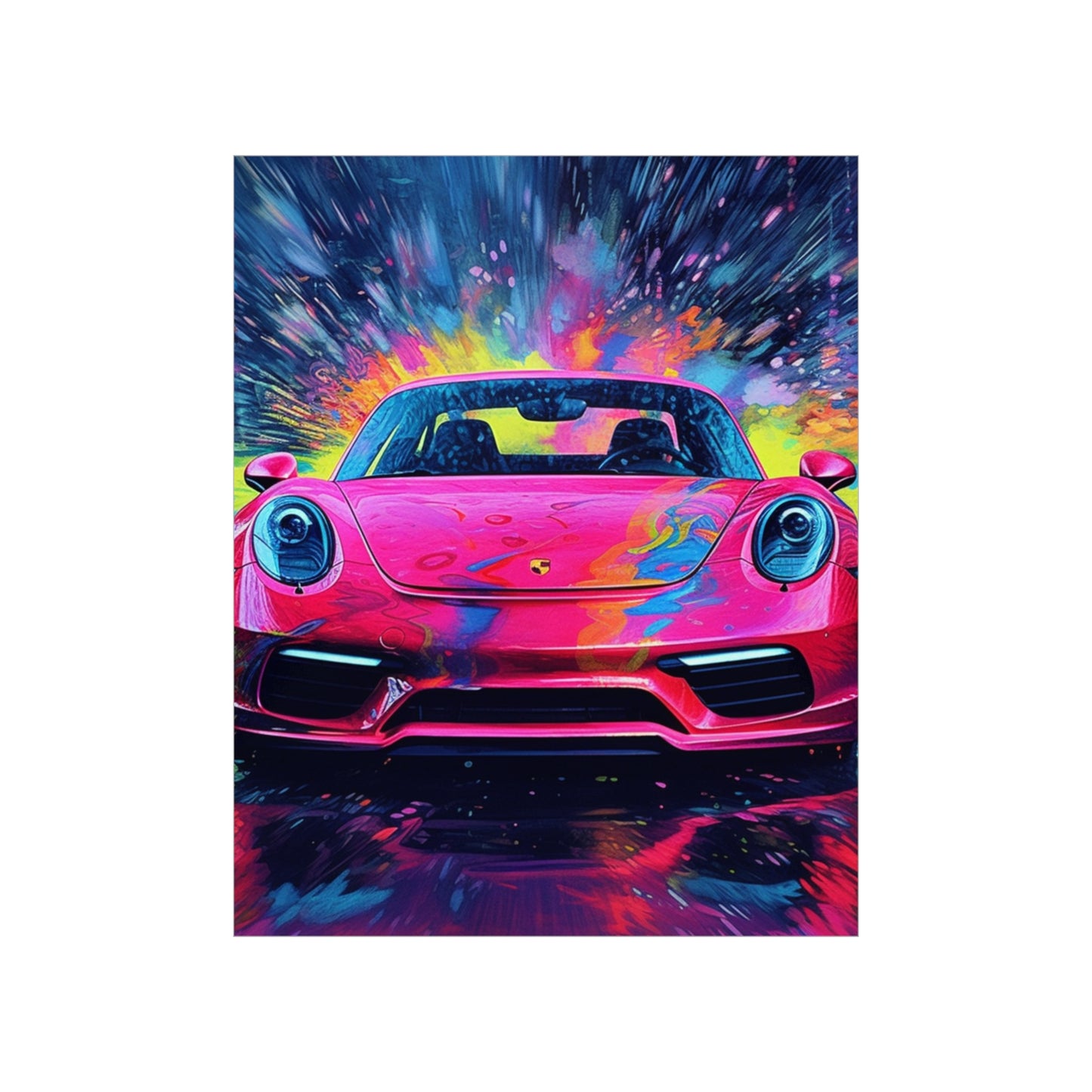 Premium Matte Vertical Posters Pink Porsche water fusion 3