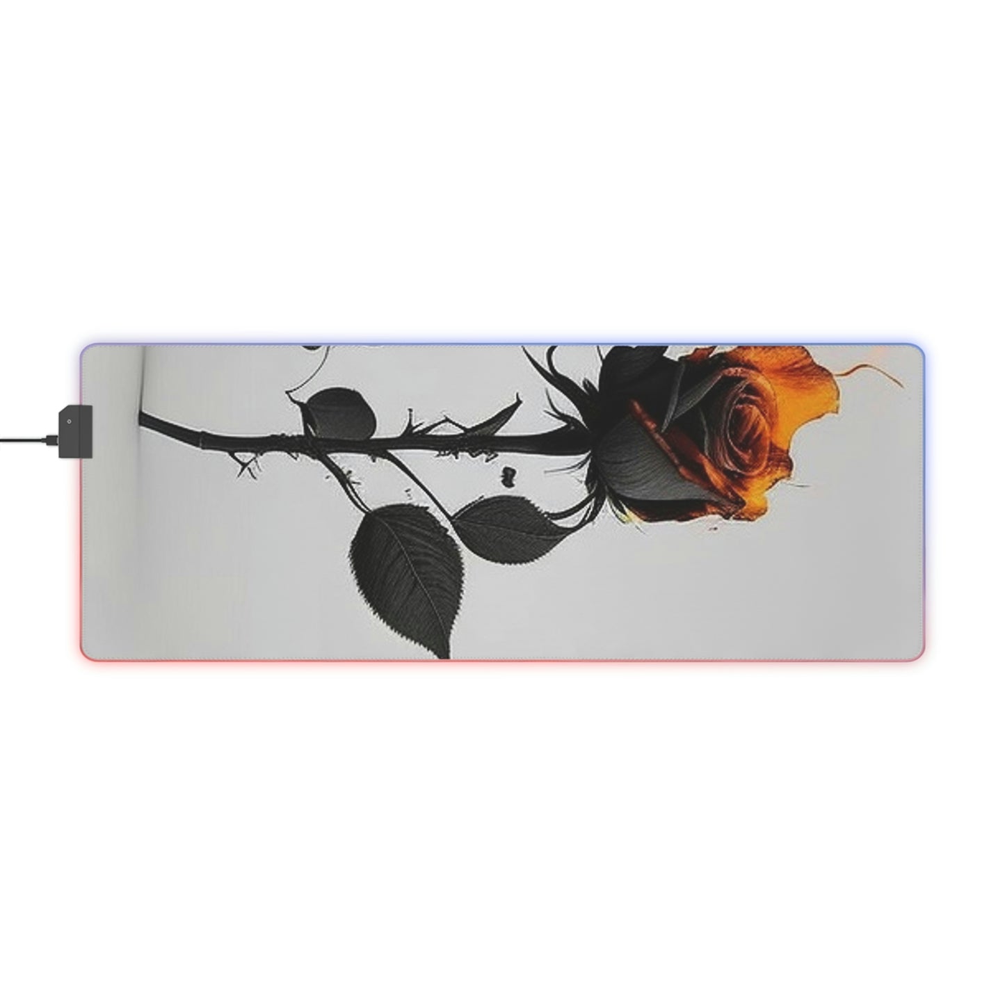 LED Gaming Mouse Pad Black Fire Rose 2