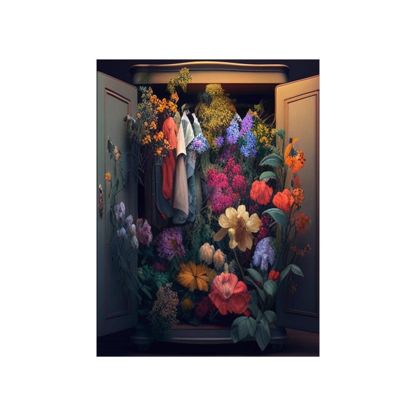 Premium Matte Vertical Posters A Wardrobe Surrounded by Flowers 4