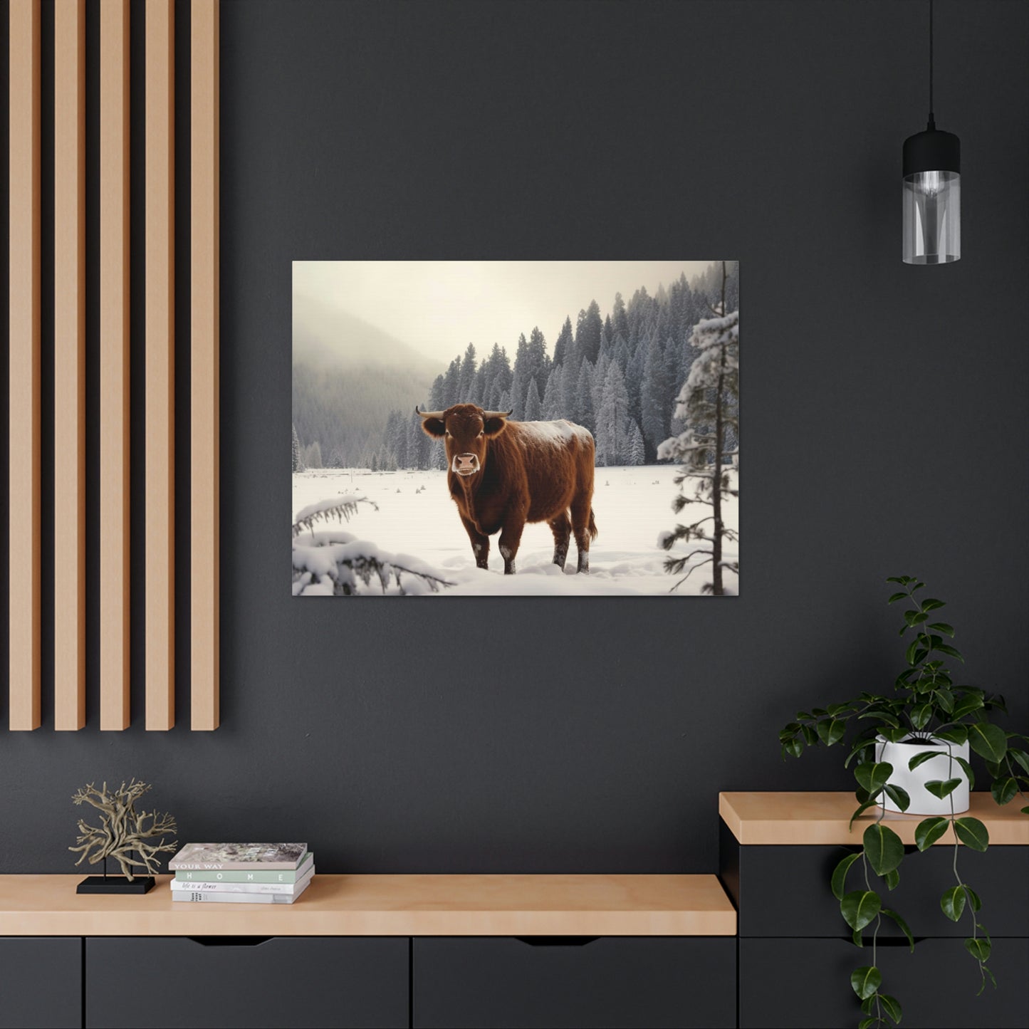 Canvas Gallery Wraps Cow Snow 3