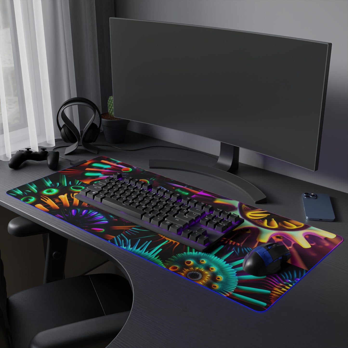 LED Gaming Mouse Pad Neon Macro