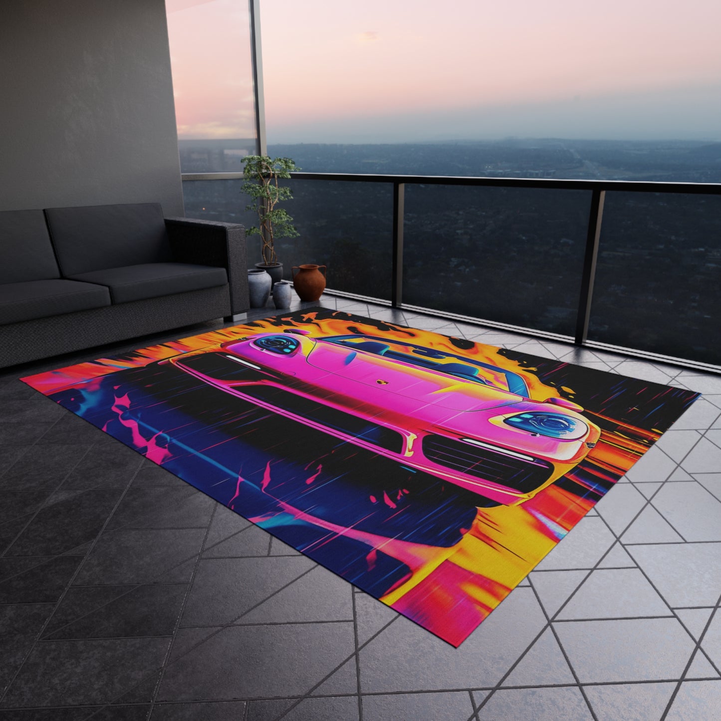 Outdoor Rug  Pink Porsche water fusion 1